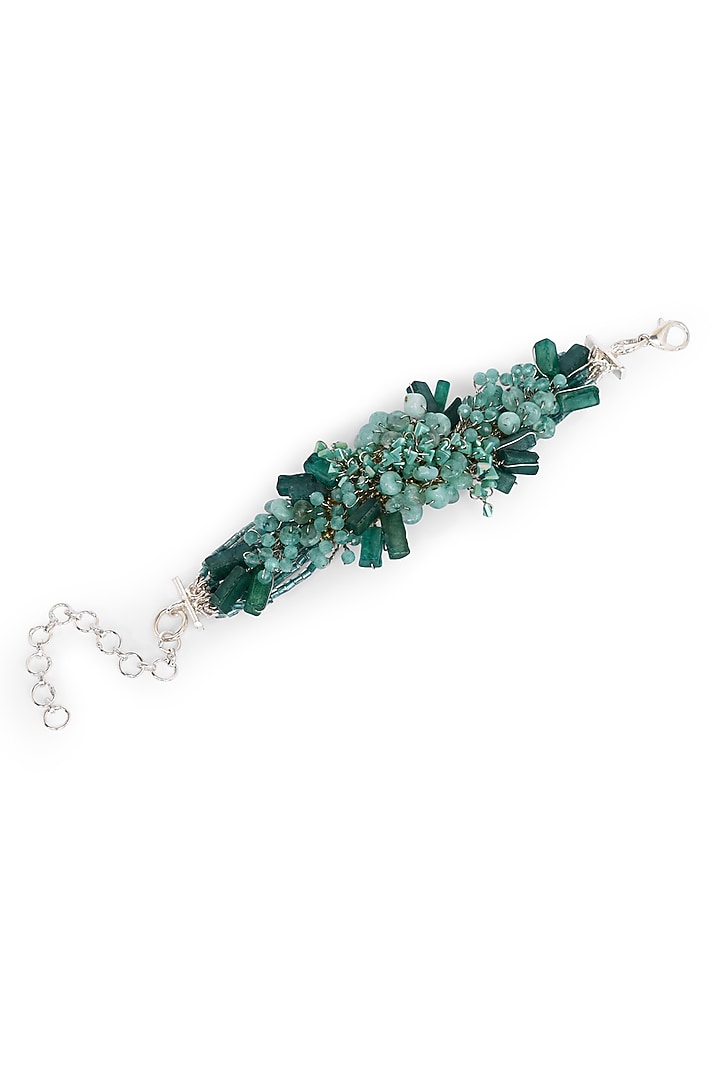 Gold Finish Green Agate Stone Bracelet by House of D'oro at Pernia's Pop Up Shop