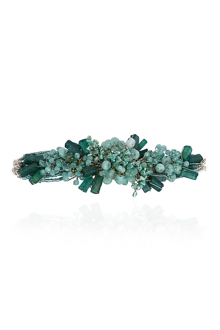 Gold Finish Green Agate Stone Bracelet by House of D'oro at Pernia's Pop Up Shop
