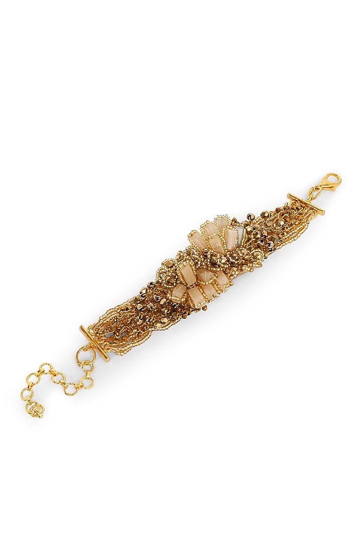 Gold Finish Quartz Floral Charm Bracelet by House of D'oro at Pernia's Pop Up Shop