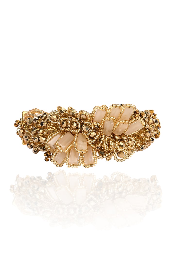Gold Finish Quartz Floral Charm Bracelet by House of D'oro at Pernia's Pop Up Shop