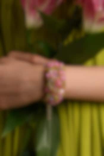 Gold Finish Pink Mother Of Pearl Bracelet by House of D'oro at Pernia's Pop Up Shop