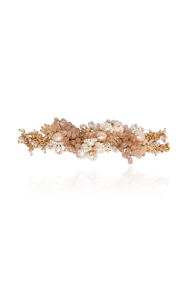 Gold Finish Peach Freshwater Pearl Bracelet by House of D'oro at Pernia's Pop Up Shop