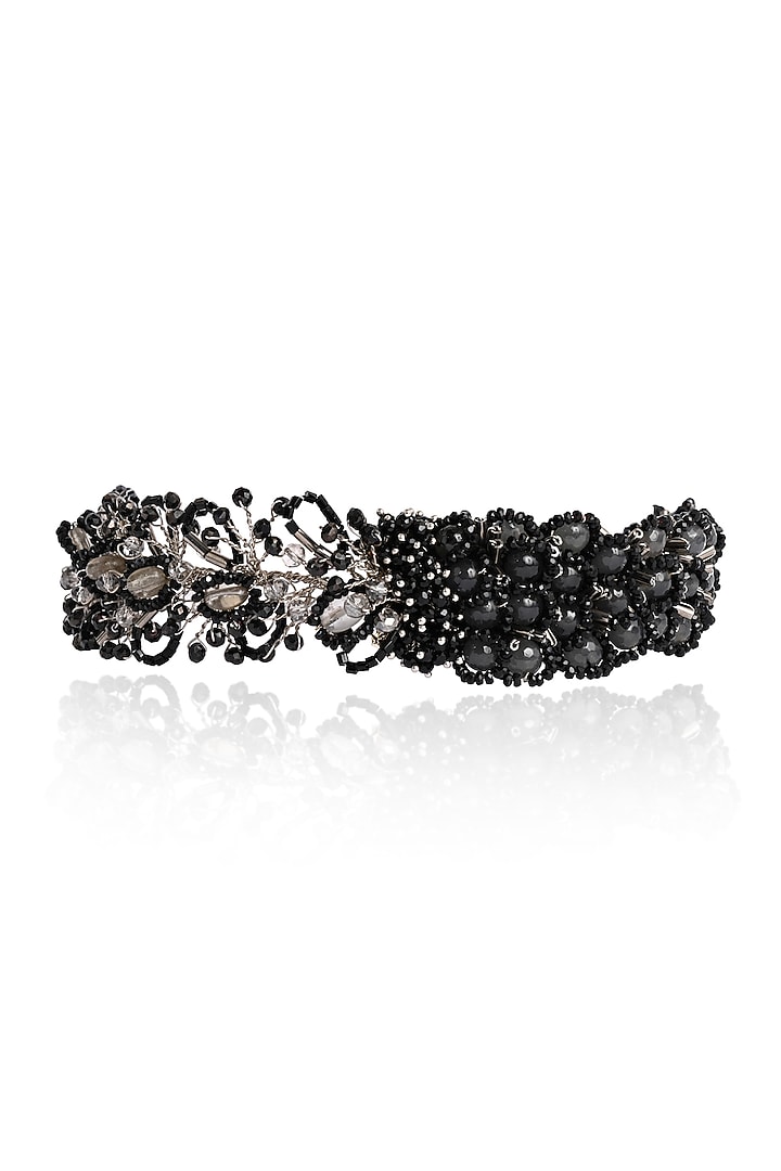 Gold Finish Black Quartz Choker Necklace Set by House of D'oro at Pernia's Pop Up Shop