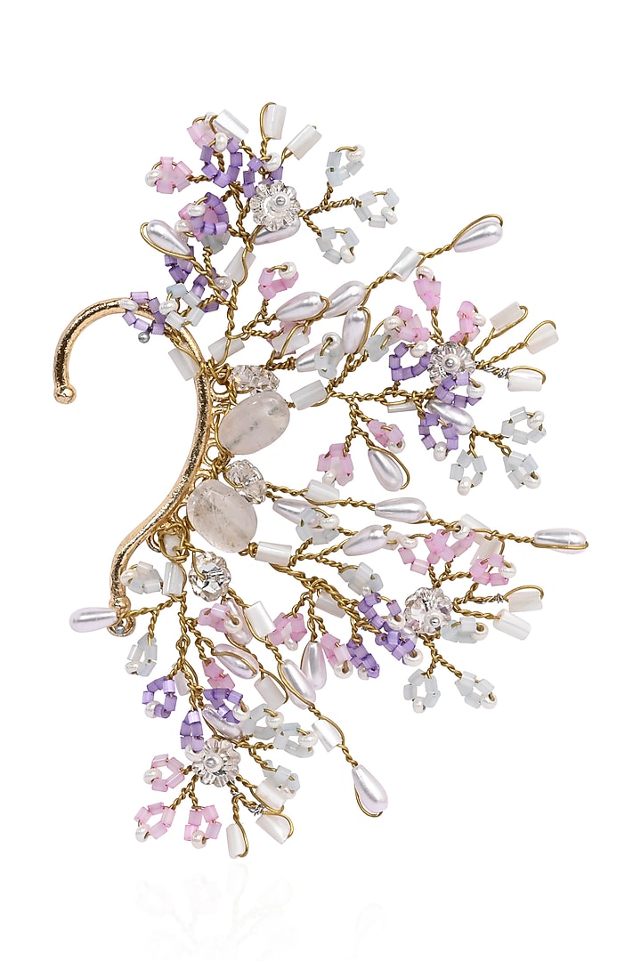Gold Finish Multi-Colored Stone & Crystal Earcuff by House of D'oro at Pernia's Pop Up Shop