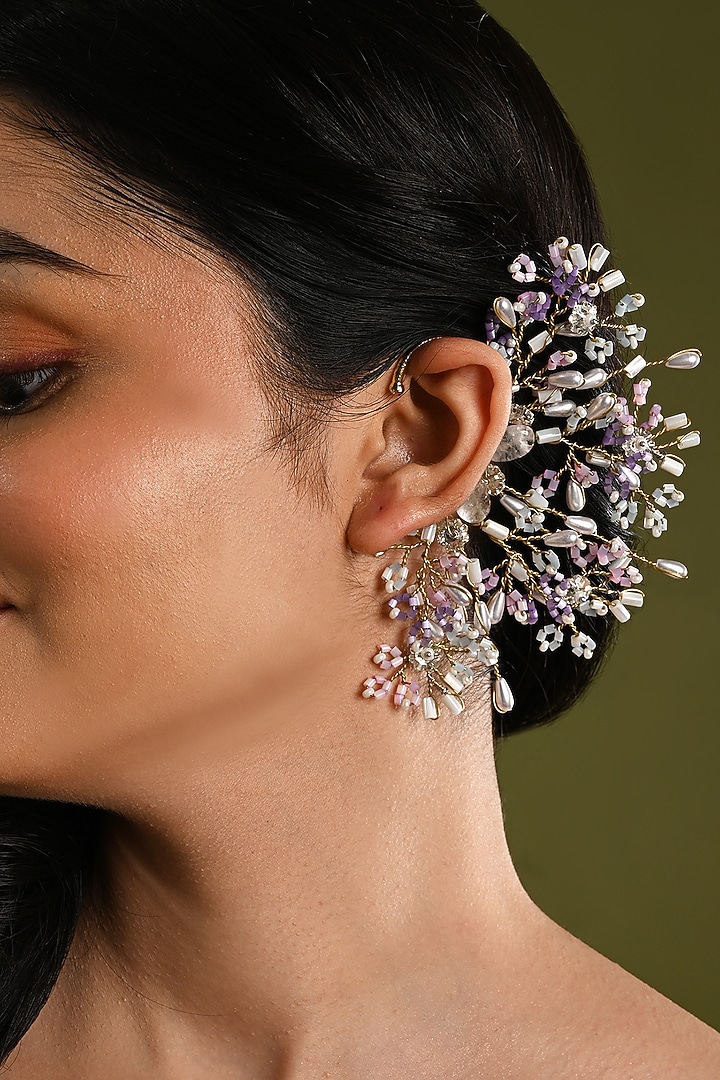 Gold Finish Multi-Colored Stone & Crystal Earcuff by House of D'oro at Pernia's Pop Up Shop