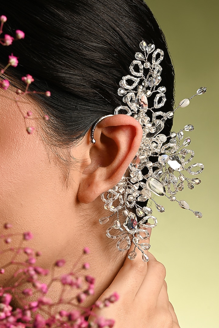 Gold Finish Silver Quartz & Crystal Ear Cuff by House of D'oro at Pernia's Pop Up Shop