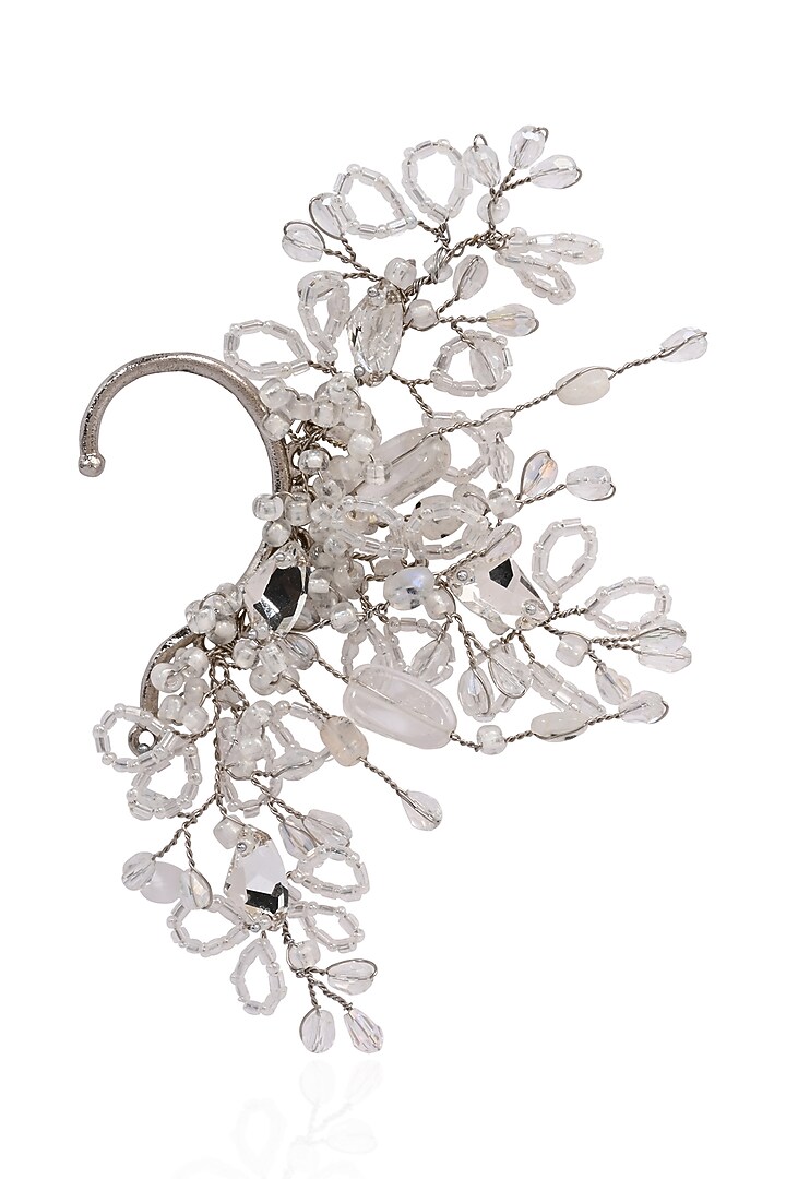 Gold Finish Silver Quartz & Crystal Ear Cuff by House of D'oro at Pernia's Pop Up Shop