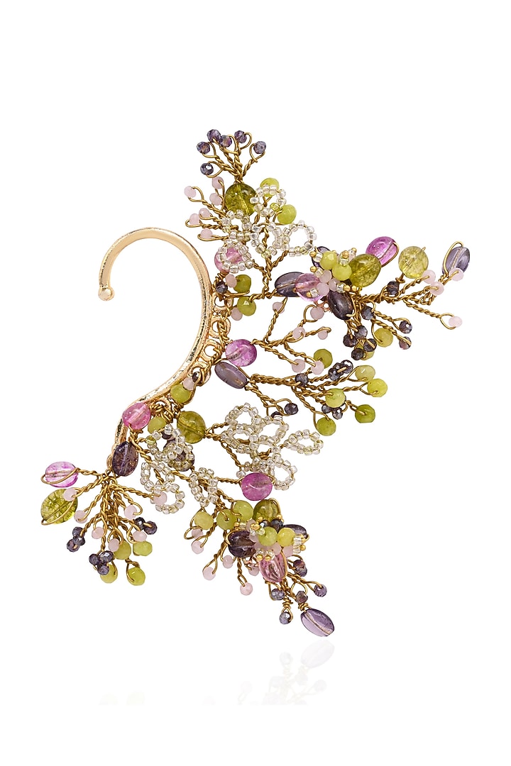 Gold Finish Multi-Colored Stone & Crystal Earcuff by House of D'oro at Pernia's Pop Up Shop