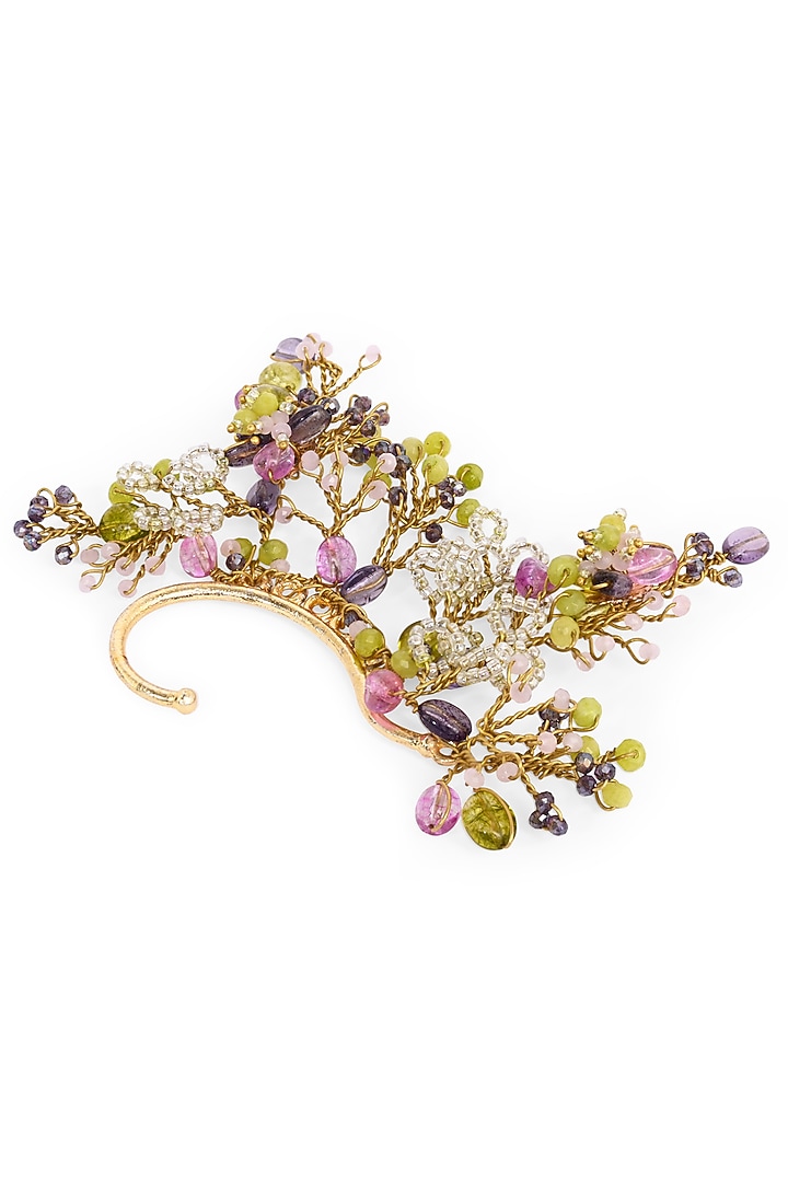 Gold Finish Multi-Colored Stone & Crystal Earcuff by House of D'oro at Pernia's Pop Up Shop