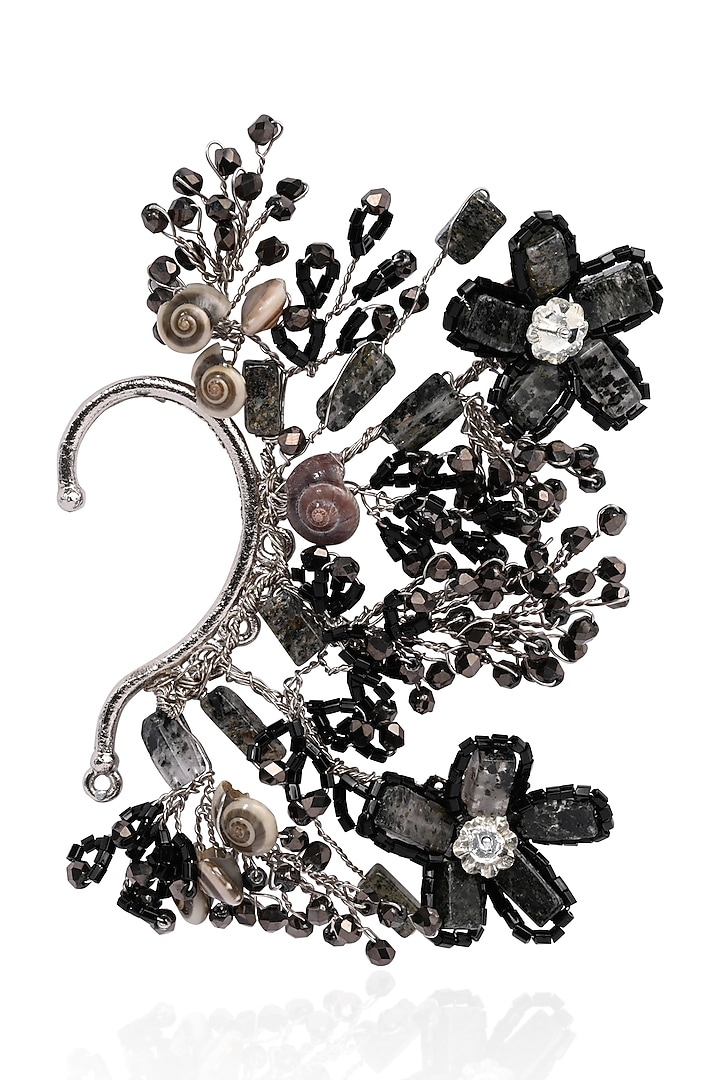 Gold Finish Black & Grey Quartz Earcuff by House of D'oro at Pernia's Pop Up Shop