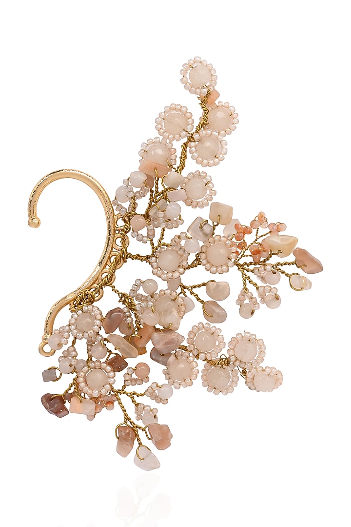 Gold Finish Black & Grey Quartz Earcuff by House of D'oro at Pernia's Pop Up Shop