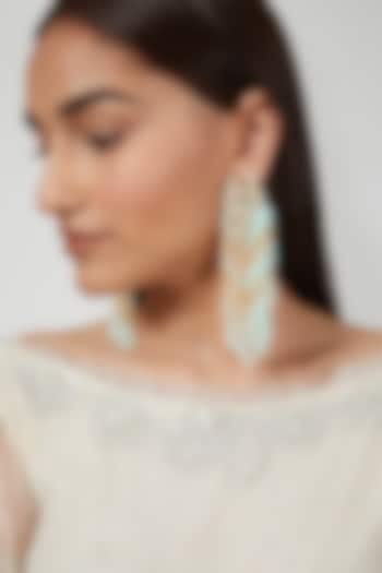 Gold Finish Mixed Metal Earrings by House of D'oro
