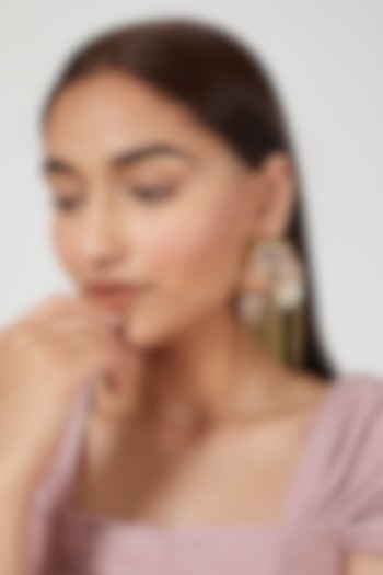 Gold Finish Contemporary Earrings by House of D'oro at Pernia's Pop Up Shop