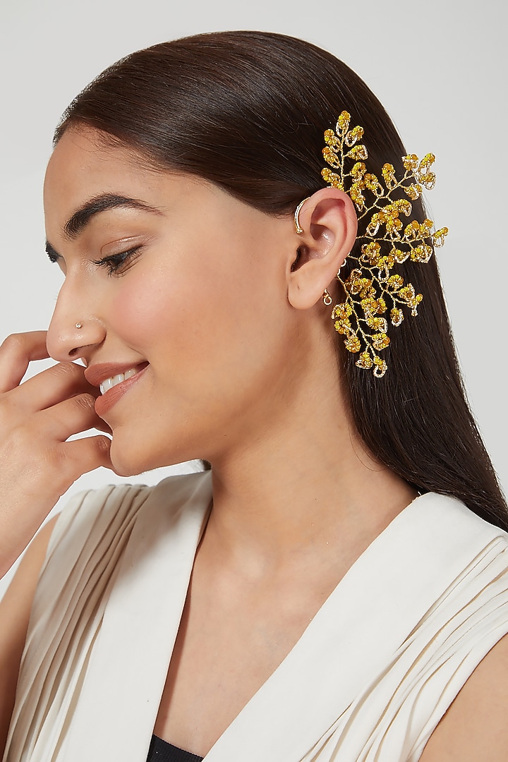 Gold Finish Mixed Metal Earcuffs by House of D'oro at Pernia's Pop Up Shop