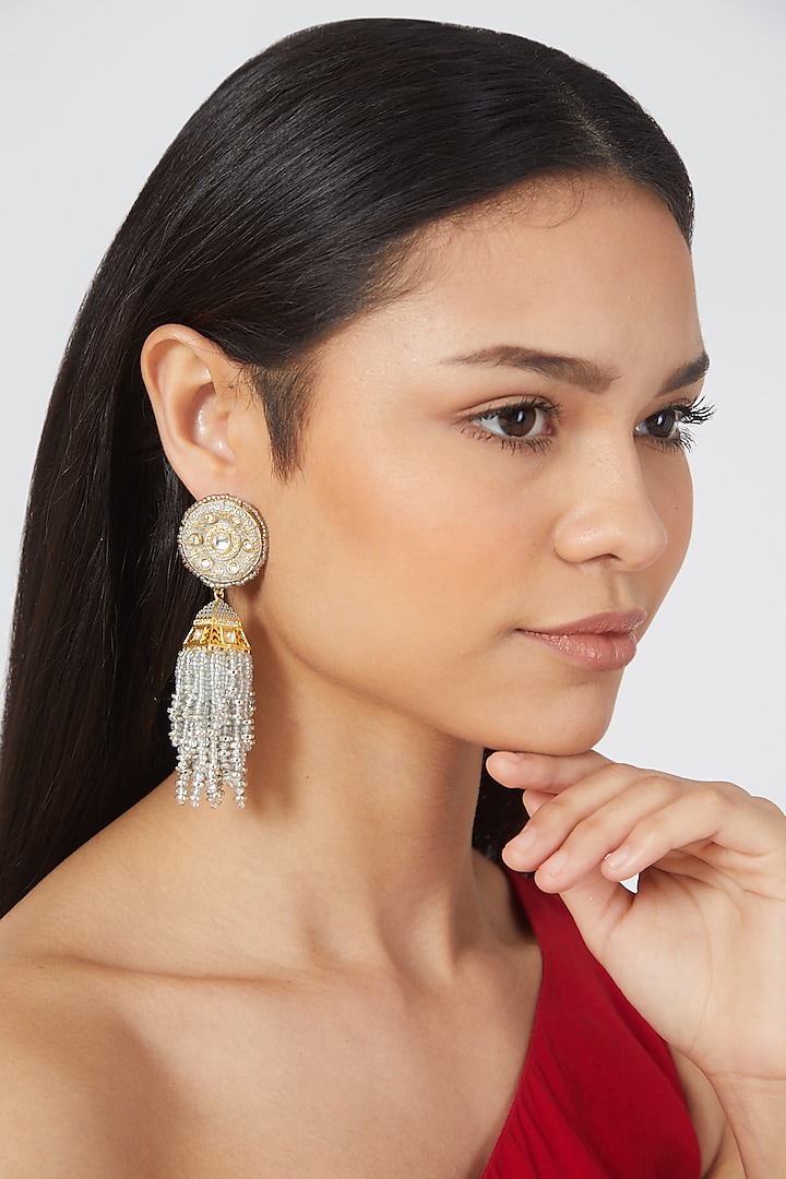 Gold Finish Jhumka Earrings by House of D'oro