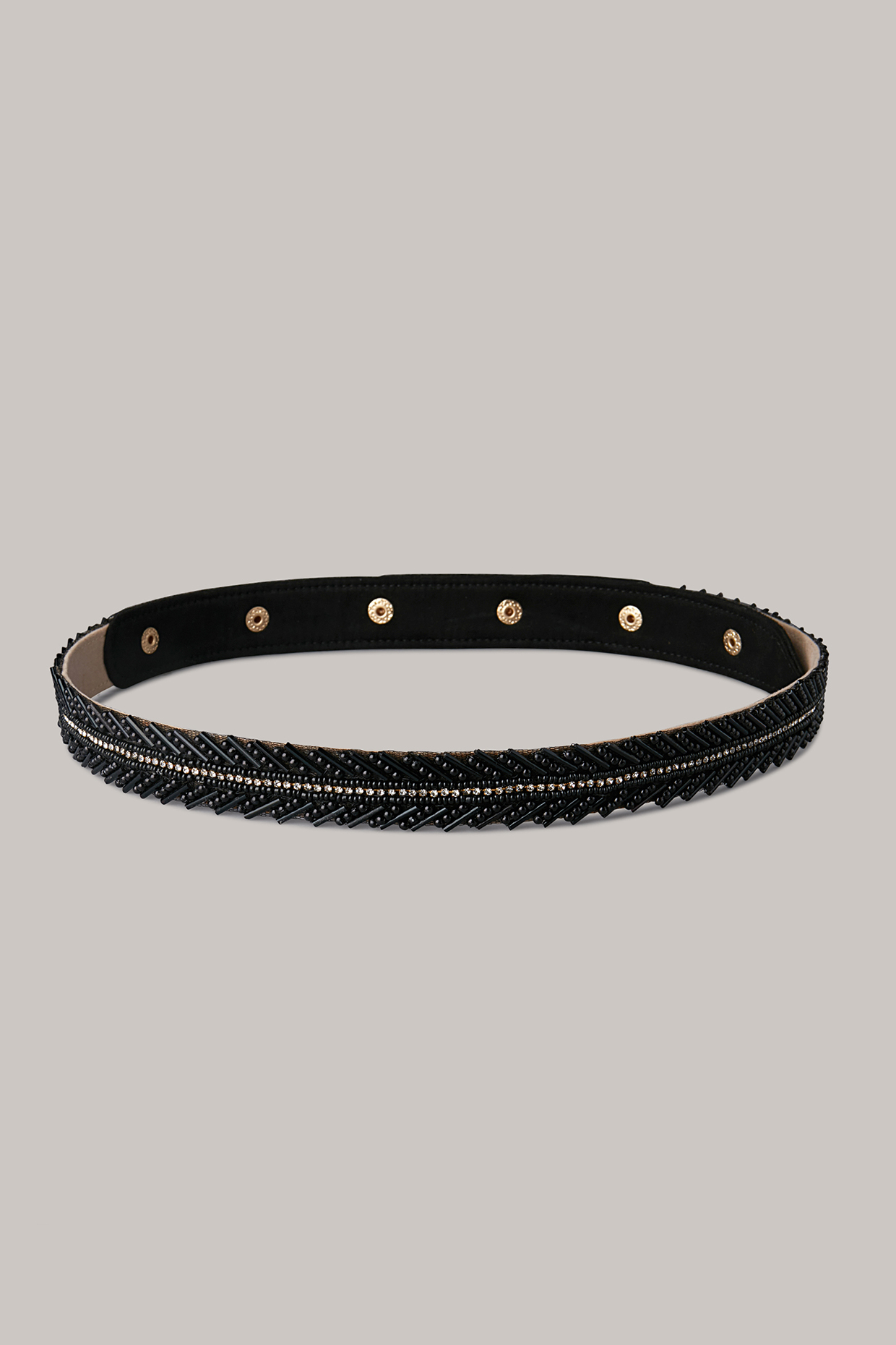 Black Lace Embroidered Belt by House of D'oro