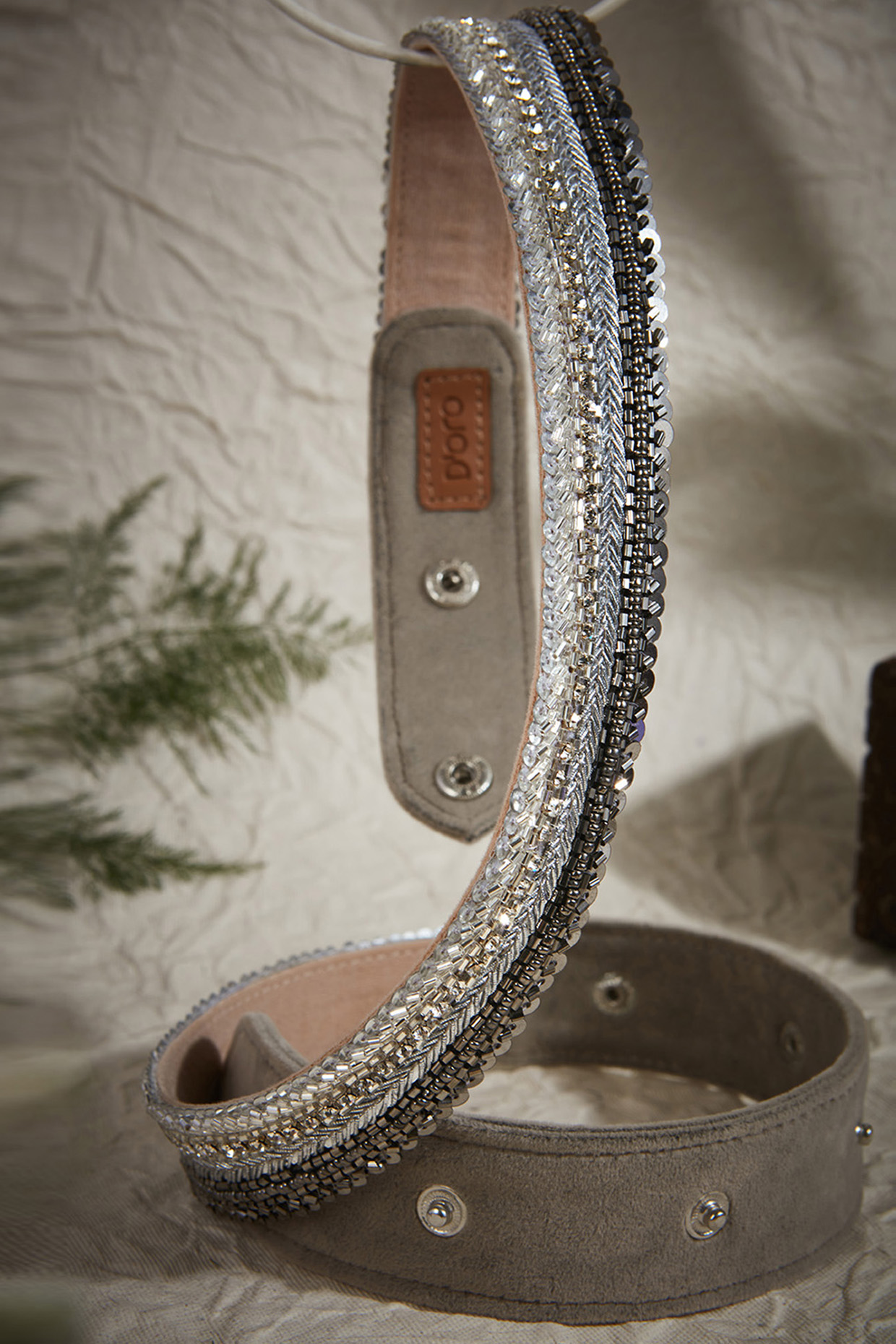 Grey Lace Embroidered Belt by House of D'oro