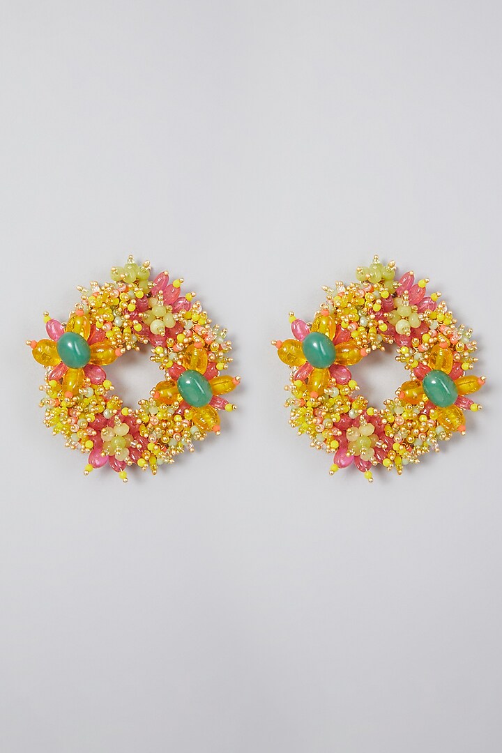 Gold Finish Round Stud Earrings by House of D'oro at Pernia's Pop Up Shop