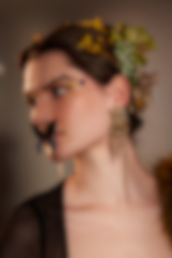 Gold Finish Semi-Precious Stone & Beaded Dangler Earrings by House of D'oro at Pernia's Pop Up Shop