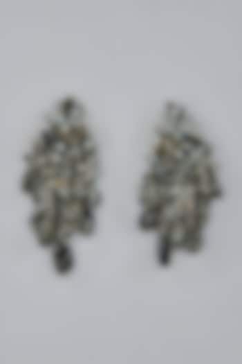 Gold Finish Black Beaded Dangler Earrings by House of D'oro at Pernia's Pop Up Shop