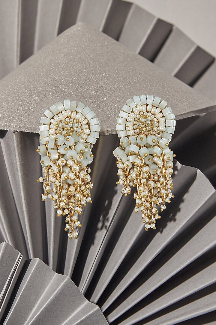 Gold Finish Pearl Stud Earrings by House of D'oro at Pernia's Pop Up Shop