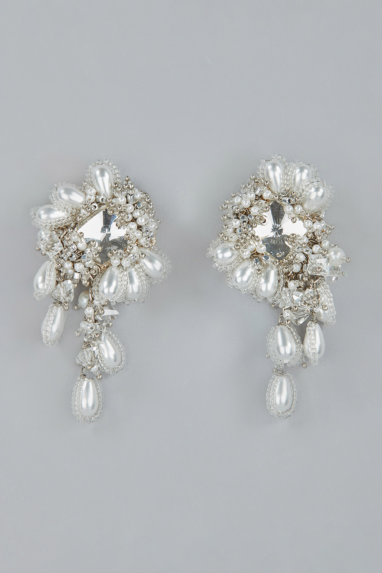 Gold Finish Pearl Stud Earrings by House of D'oro