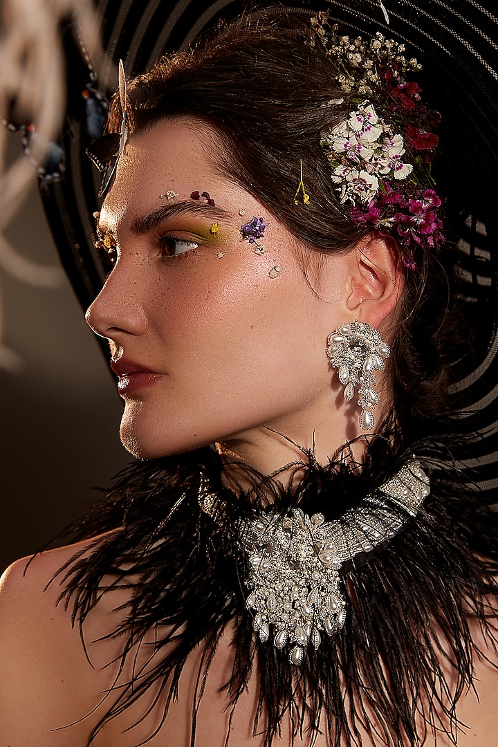 Gold Finish Pearl Stud Earrings by House of D'oro at Pernia's Pop Up Shop