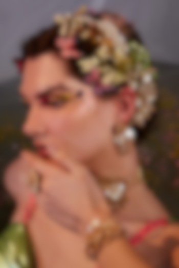 Gold Finish Handcrafted Stud Earrings by House of D'oro at Pernia's Pop Up Shop