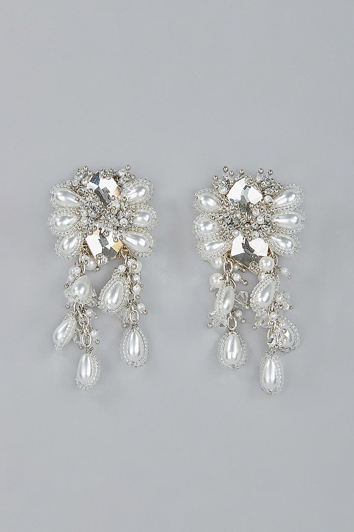 Silver Finish Pearl Stud Earrings by House of D'oro at Pernia's Pop Up Shop