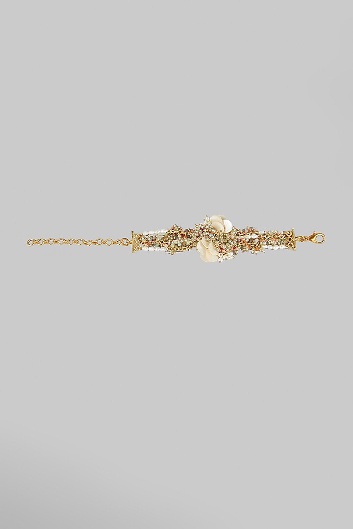 Gold Finish Shell Pearl Bracelet by House of D'oro