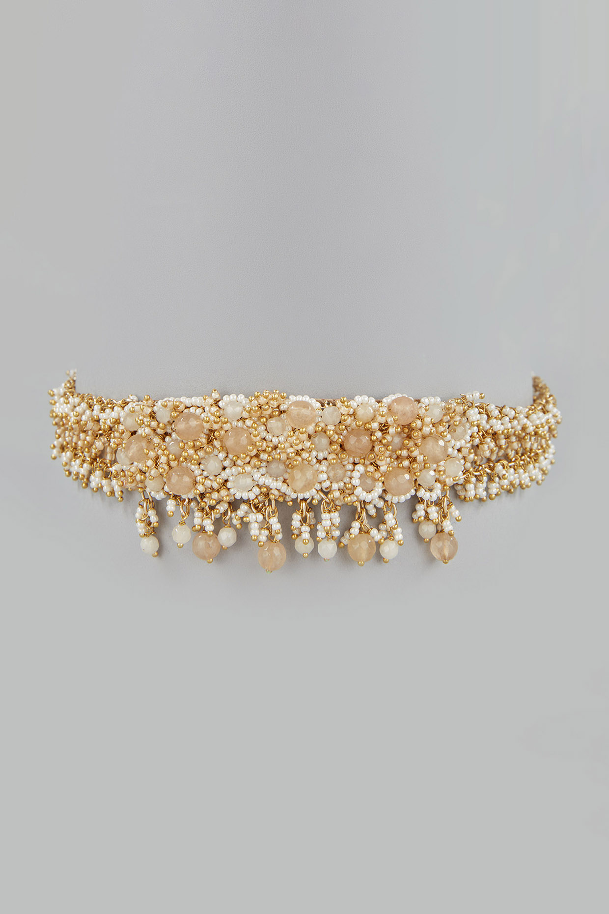 Gold Finish Agate Choker Necklace by House of D'oro