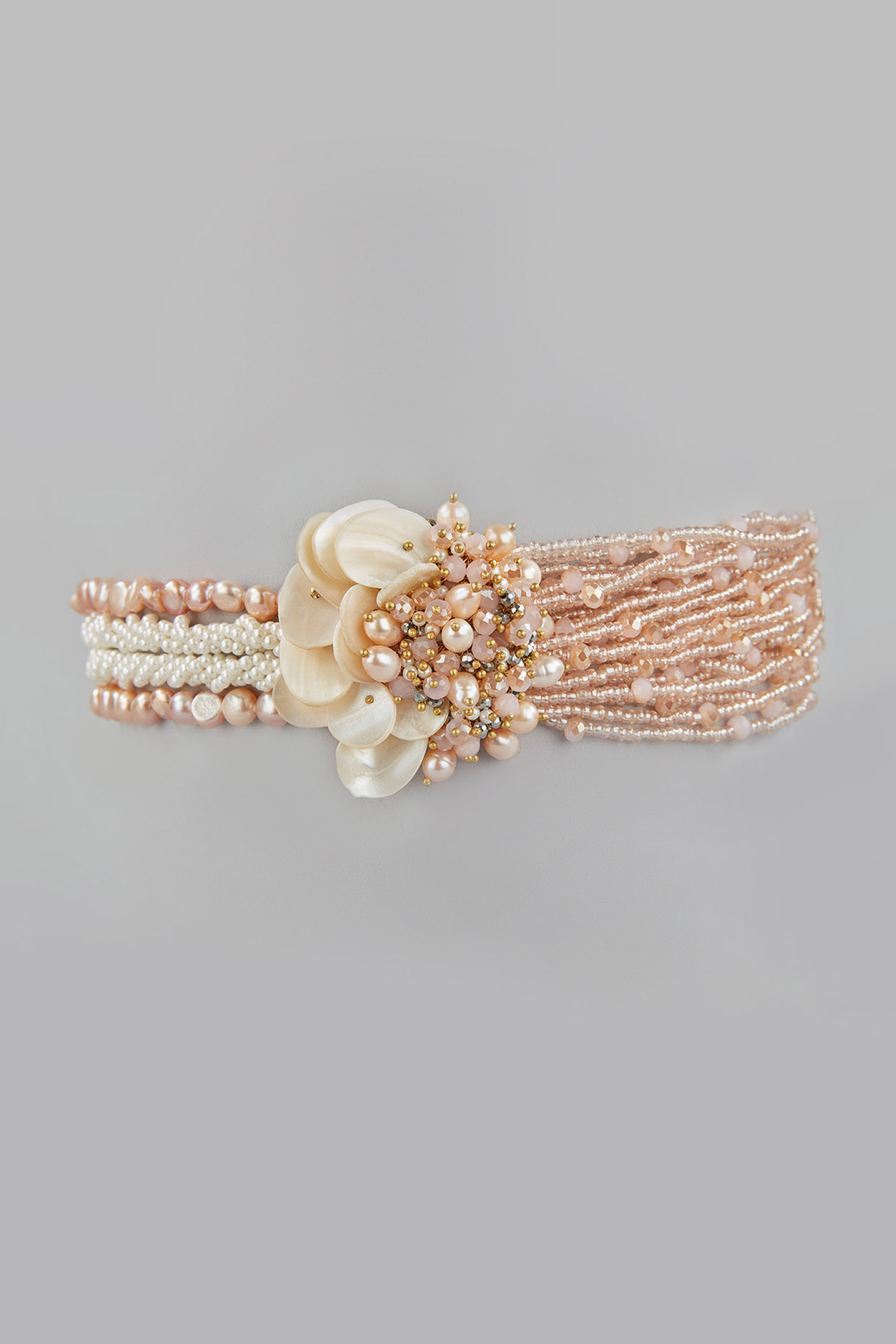 Gold Finish Pearl Choker Necklace by House of D'oro