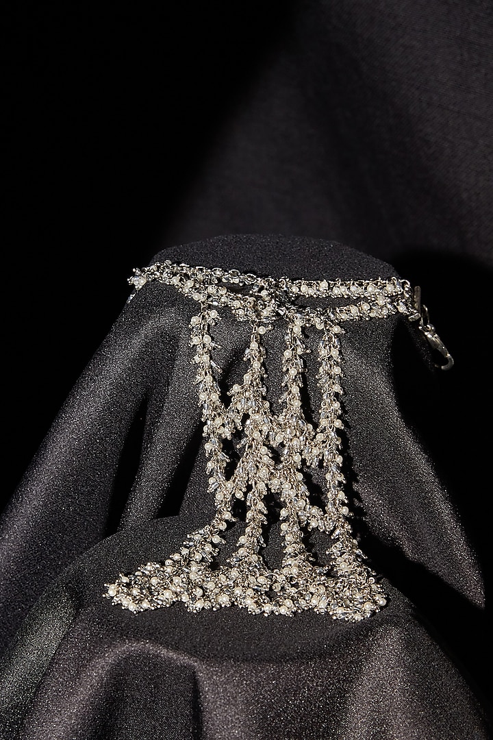 Gold Finish Beaded Hand Harness by House of D'oro
