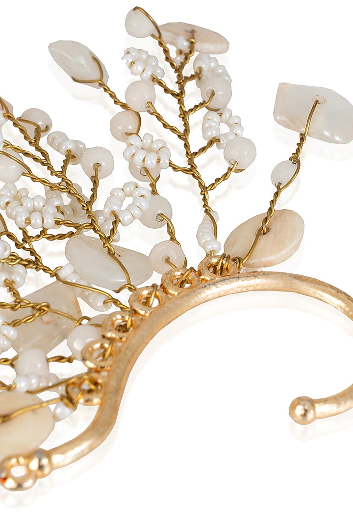 Gold Finish White Crystal Ear Cuff by House of D'oro at Pernia's Pop Up Shop