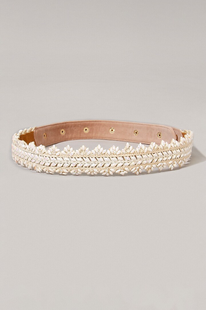 Peach Embellished Waistbelt by D'ORO Fashions