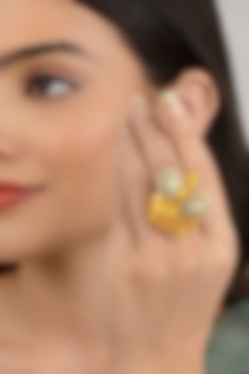 Yellow Handcrafted Shell Ring by House of D'oro at Pernia's Pop Up Shop