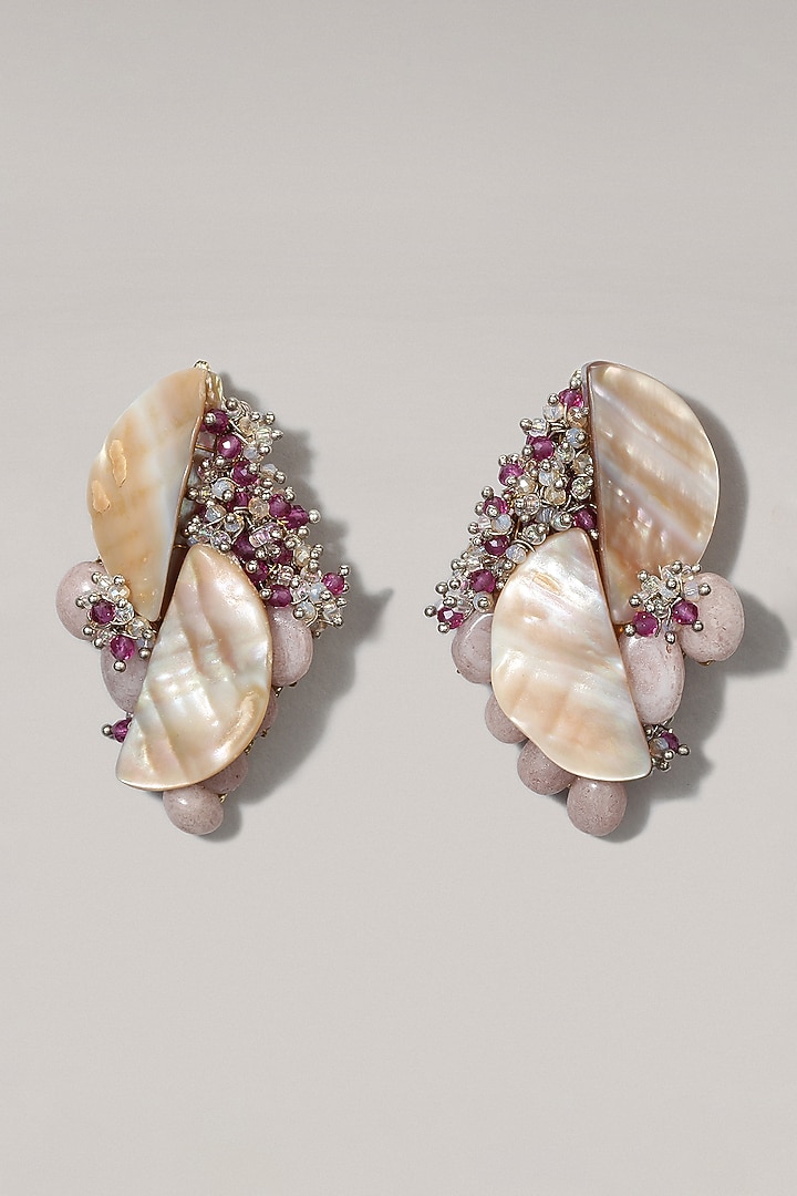 Lilac Beaded Stud Earrings by House of D'oro at Pernia's Pop Up Shop