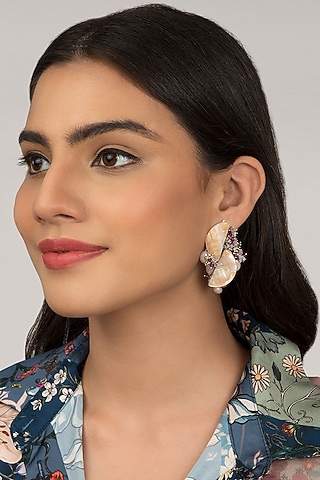 Lilac Beaded Stud Earrings by House of D'oro