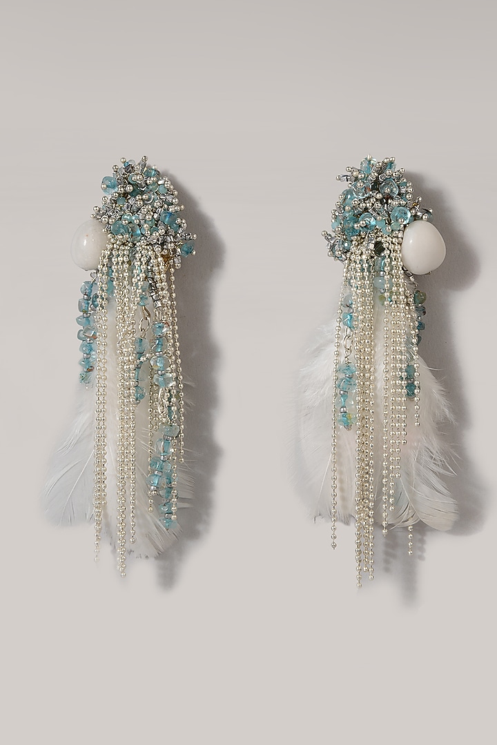 Turquoise Crystal Beaded Stud Earrings by House of D'oro at Pernia's Pop Up Shop