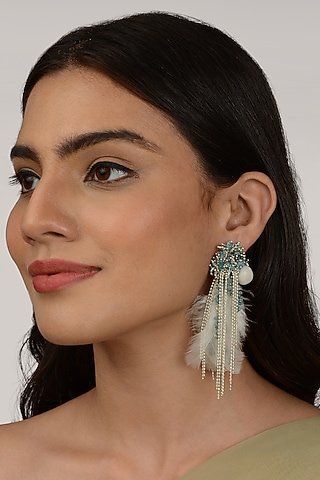 Turquoise Crystal Beaded Stud Earrings by House of D'oro