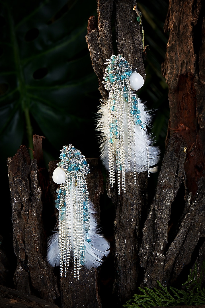 Turquoise Crystal Beaded Stud Earrings by House of D'oro at Pernia's Pop Up Shop