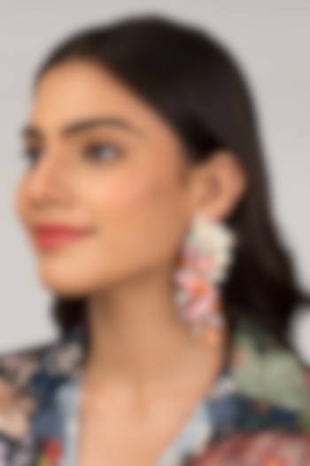 Gold Finish Multi-Colored Beaded & Stone Dangler Earrings by House of D'oro at Pernia's Pop Up Shop