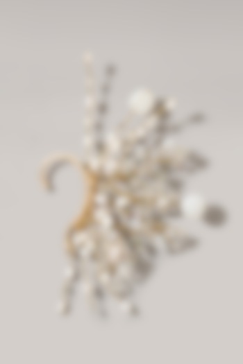 Gold Finish Silver Crystal Beaded Ear Cuff by D'Oro