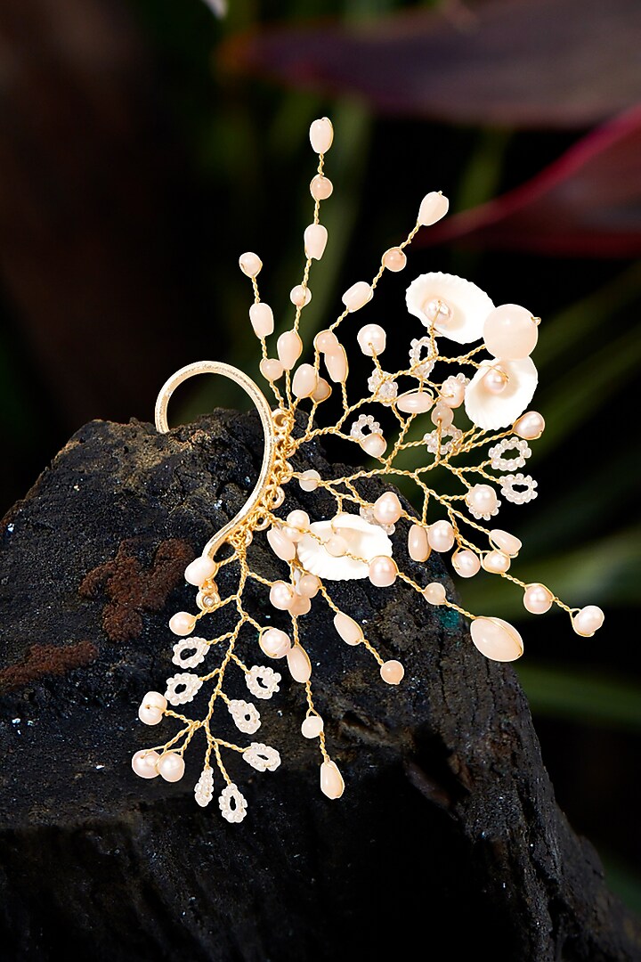 Gold Finish Lilac Stone Ear Cuff by House of D'oro at Pernia's Pop Up Shop