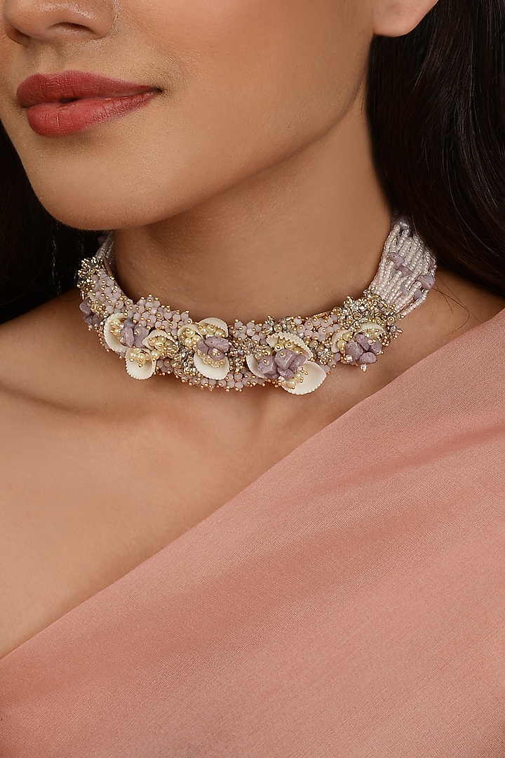 Lilac Crystal Choker Necklace by House of D'oro at Pernia's Pop Up Shop