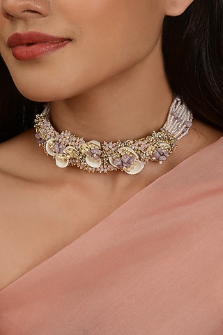 Lilac Crystal Choker Necklace by House of D'oro