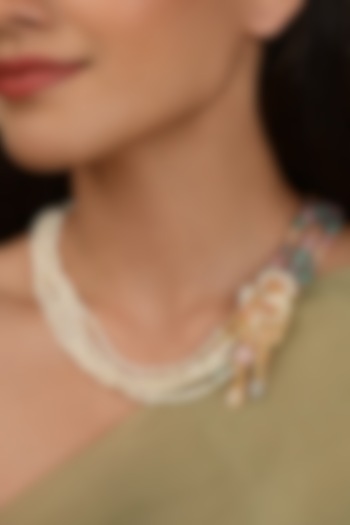 Multi Colored Pearl & Shell Stone Necklace by House of D'oro at Pernia's Pop Up Shop