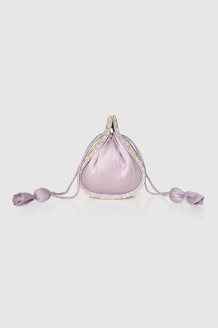 Lilac Raw Silk Sequins Embellished Modak Potli by House of D'oro at Pernia's Pop Up Shop