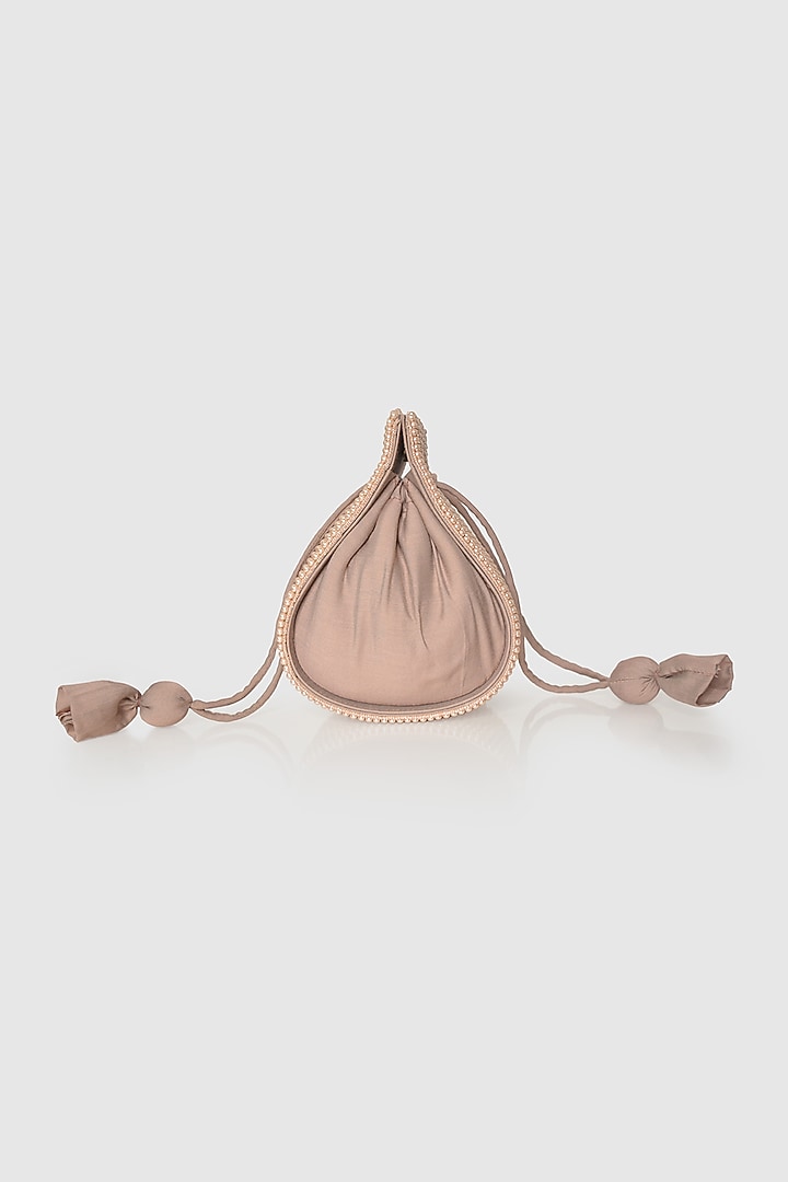 Peach Raw Silk Shimmering Embellished Modak Potli by House of D'oro at Pernia's Pop Up Shop
