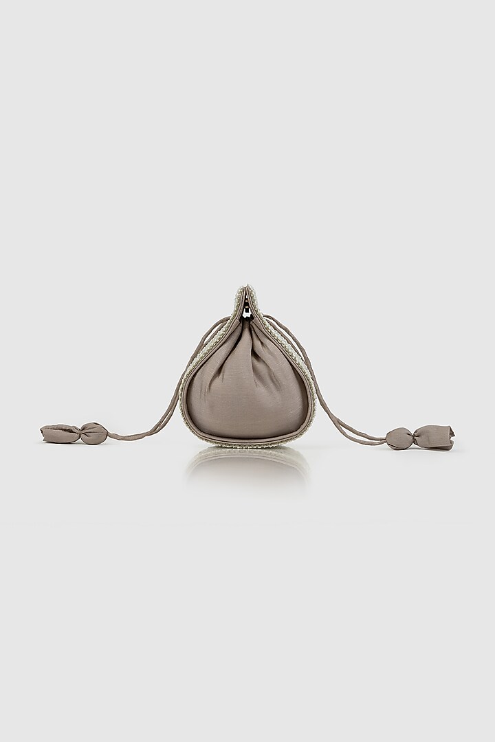 Ivory Raw Silk Embellished Modak Potli by House of D'oro at Pernia's Pop Up Shop